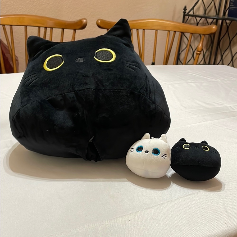 Black and White Cat Plush Set